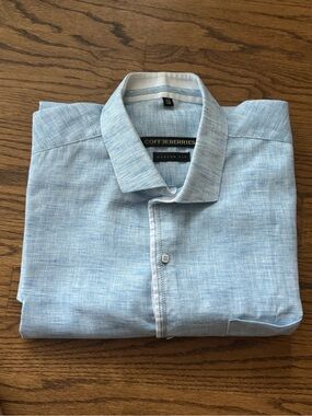 Coffee Berries Light Blue Modern Fit Men's Shirt